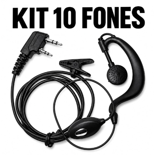 Kit 10 Fone De Ouvido Rádio Comunicador Baofeng 777s Kenwood