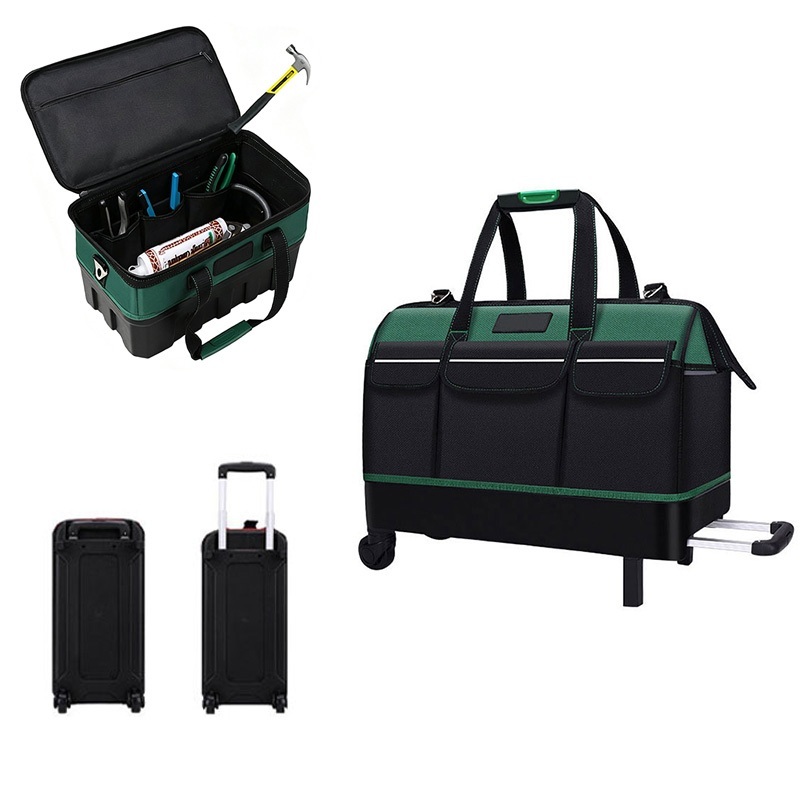 Caixa de ferramentas com alça e rodinhas, para uso em carpintaria e eletricidade, mochila de ferramentas， 3 in 1