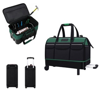 Caixa de ferramentas com alça e rodinhas, para uso em carpintaria e eletricidade, mochila de ferramentas， 3 in 1