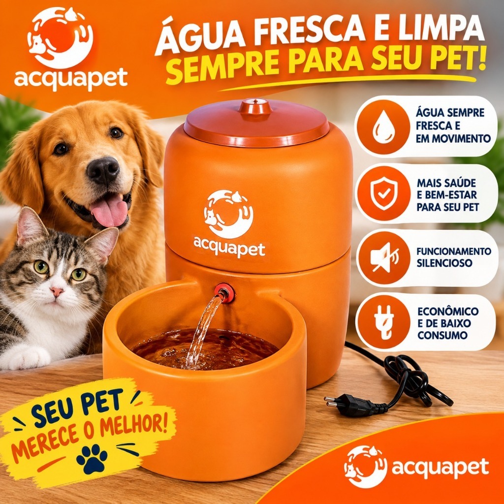 Fonte Bebedouro Pet Gato E Cães Com Vela e Bomba 2,5 Litros