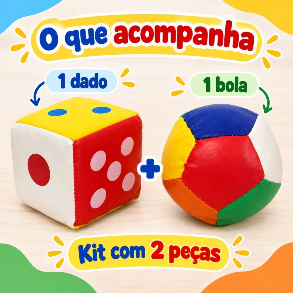 Brinquedo Bolinha e Dado Baby Soft Brinquedos para Bebes Chocalho Bolinha Dado com Chocalho Macio