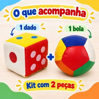 Brinquedo Bolinha e Dado Baby Soft Brinquedos para Bebes Chocalho Bolinha Dado com Chocalho Macio