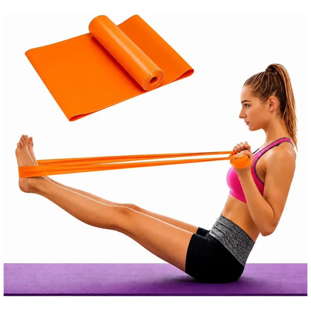 Faixa Elástica 1,5m x 15cm Pilates Fisioterapia Fitness Academia Treino Funcional Yoga Alongamento Exercícios Musculação