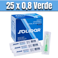 Agulha Hipodérmica 25x0,8 Verde 100 Unidades - Labor Import