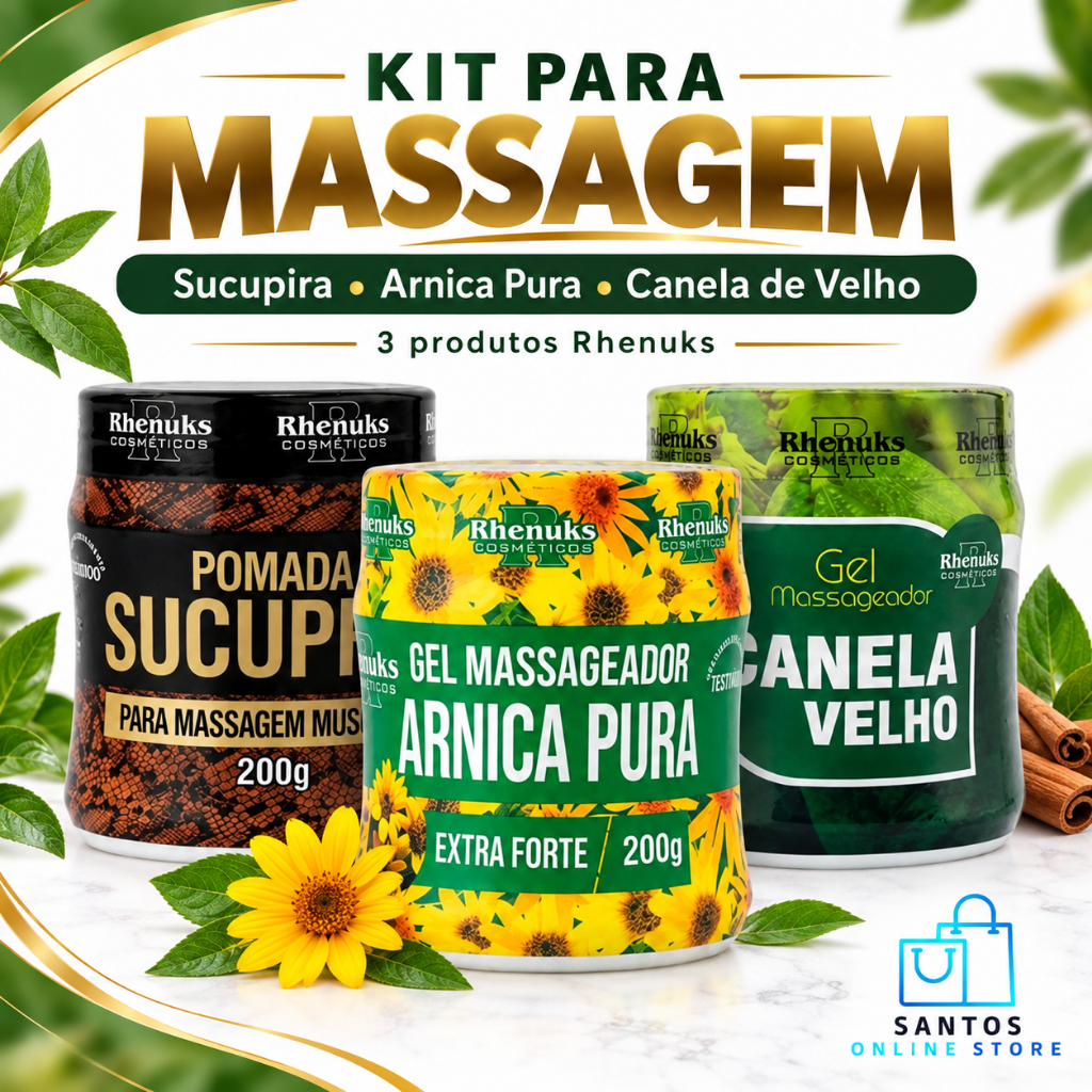 Mix 3 Pomadas Massageadora Corporal 200g - Combate Dores