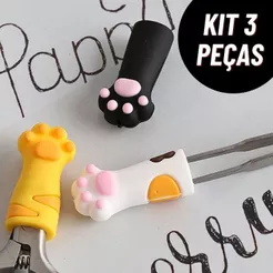 Kit 3 Protetores De Bico Alicate/Lapis PATINHA Silicone Conjunto (PRETO+BRANCO+AMARELO)