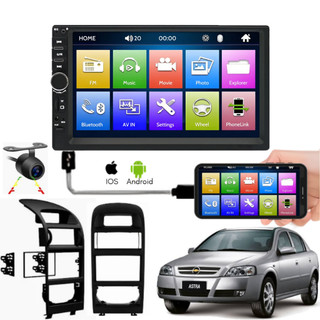 Kit Central Multimidia Com Moldura Astra Ar Digital e Câmera de Ré