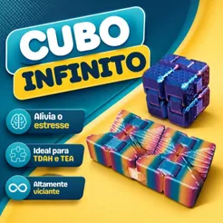 Cubo Infinito Fidget Toy Sensorial Articulado Anti Estresse Foco TDAH Autismo TEA Adulto e Infantil