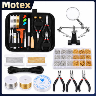 Kit Completo Para Fazer Bijuterias DIY Com Alicates, Lupa, 24 Compartimentos, Argolas, Fechos E Fios