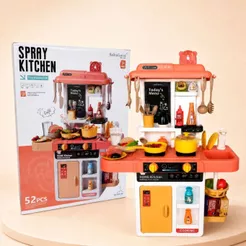 Cozinha Infantil com Geladeira 52 Acessórios Água Vapor Luz e Som