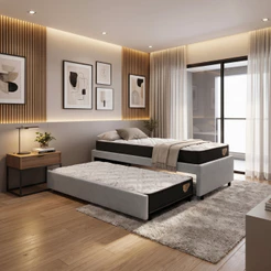 Bicama Box Solteirão 96x203 com Dois Colchões Adapto Ecoflex