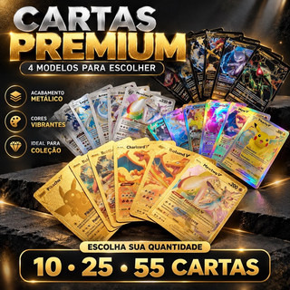 Cartas Pokémon Colecionáveis Premium Metálicas para Coleção e Presente
