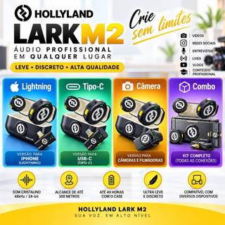 Microfone de Lapela sem fio Hollyland Lark M2 Versão Combo | Versão Lightning | Versão Tipo-C