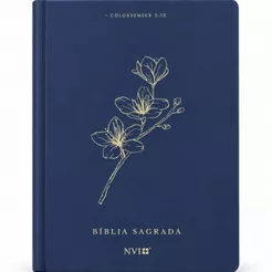 Bíblia Sagrada | NVI | Letra Normal | Capa Dura com Fitilho | Capa Luxo Azul Paz de Cristo