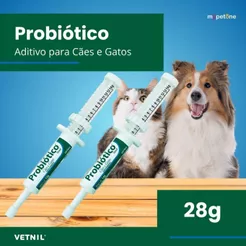 Kit 2 Probiótico Vetnil Suplemento para Cães e Gatos - Seringa 14g
