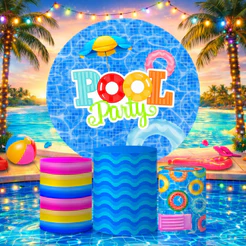 Trio Capas Cilindros + Painel Temas Pool Party Veste Fácil