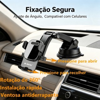 Suporte de Celular Veicular Automotivo para Carro Painel Para-brisa 360° Universal Ajustá…