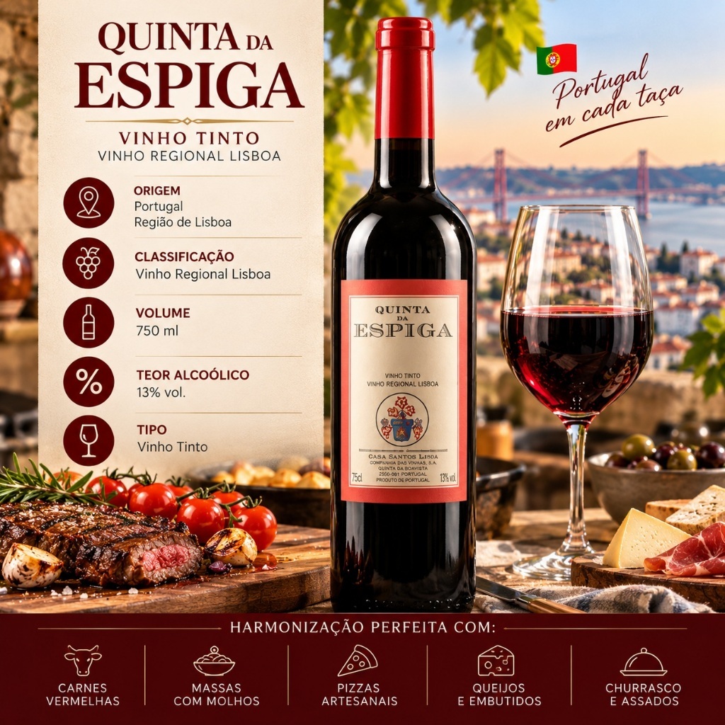 Vinho Português Quinta da Espiga Tinto 750ml Importado Portugal — imagem 2 de 2
