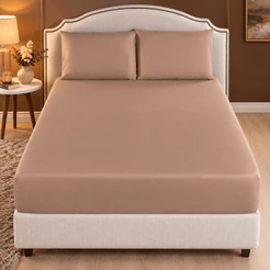 Jogo Lençol 400 Fios Percal 3 Peças King/Queen/Casal/Solteiro Toque Macio Com Elástico Cama Box Soft