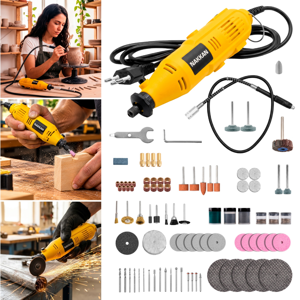 Micro Mini Retifica Lixadeira 210 Peças 400w Com Eixo Flexivel