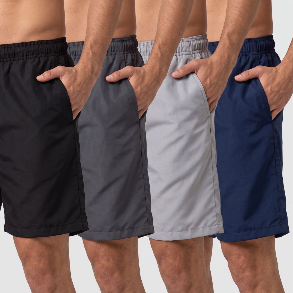 Kit 4 Bermudas Academia Masculina Dry Fit Short Treino Musculação Crossfit com Elastano Cordão e Bolsos P ao GG