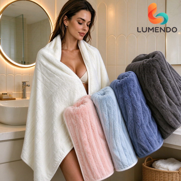 Toalha de Banho Premium Coral Fleece 70x140cm 280g Leve, arejada, absorvente e de secagem rápida