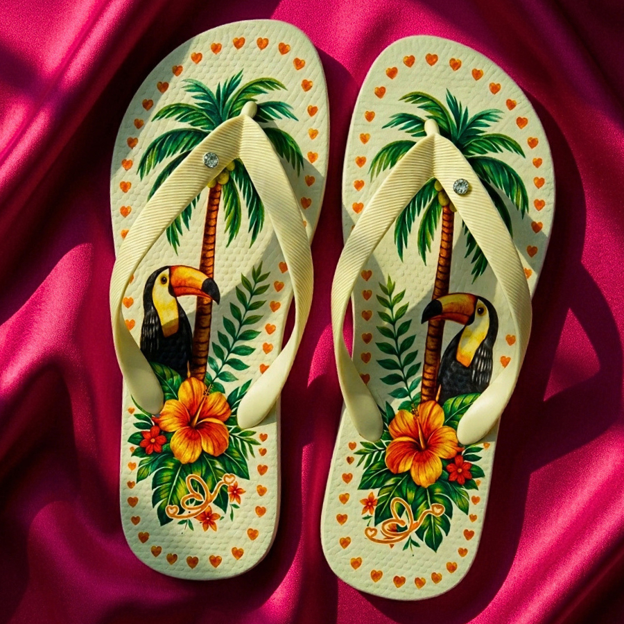 Chinelo Estilo Blogueirinha Feminino 33 ao 40 Estampados Florido Confortável