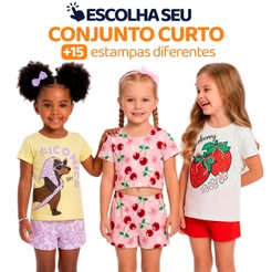 Escolha Seu Conjunto Infantil De Menina Verão Blusa Manga Curta E Shorts Roupa de Menina para Calor Tamanhos 2 a 10 L04