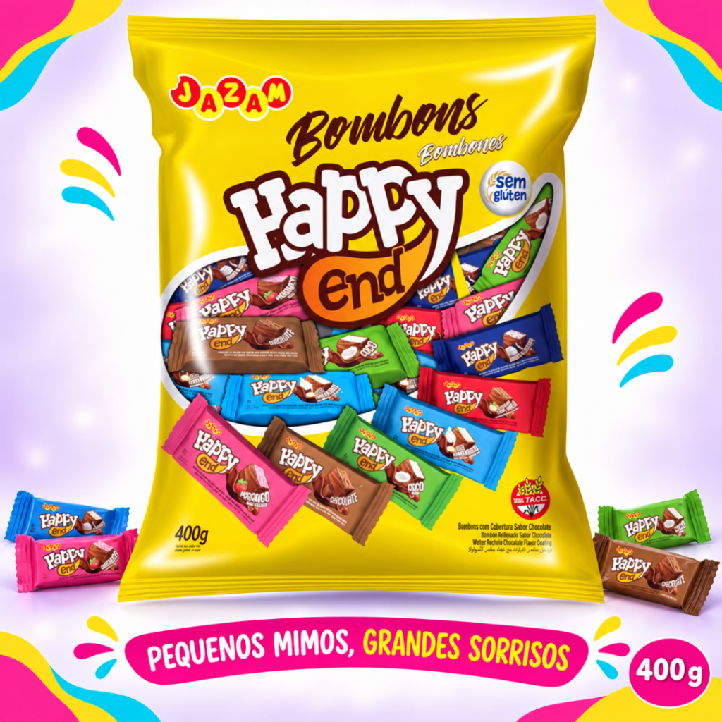 Bombom Sortido c/50 Unidades 400g Vários Sabores Morango Chocolate - Jazam
