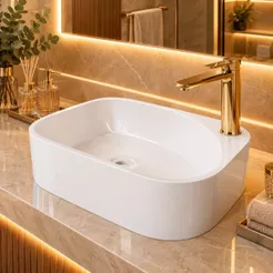 *PROMOÇÃO* Cuba de Apoio Retangular Quartzo Branca 35x28cm para Banheiro e Lavabo Moderna Movelove