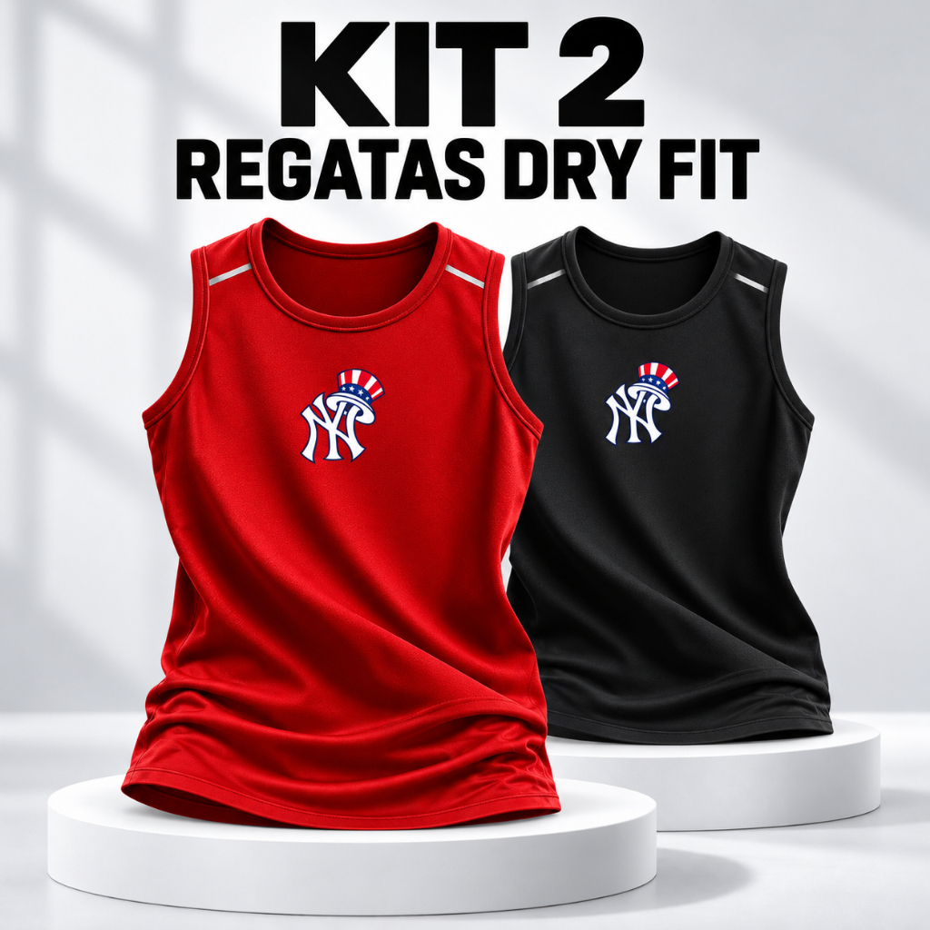 Kit 2 Regatas Esportivas Masculinas Dry Fit Academia Ciclismo Treino Musculação Secagem Rápida Básica