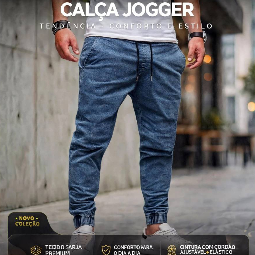 Calça Jogger Jeans Masculina Moda Homem Estiloso 2026