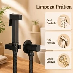 Ducha Higiênica Inox para Banheiro 1/4 de Volta Kit Completo com Registro, Gatilho e Mangueira Yesop