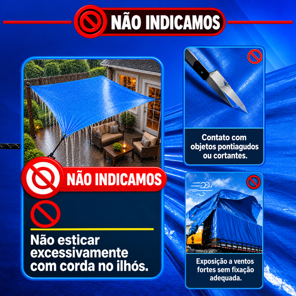 Lona Plástica Azul 7x4 150 Micras Impermeável Reforçada Caminhão Depósito Armazenamento — imagem 2 de 2