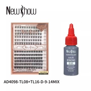 New Show Kit Cílios Postiços em Tufos com Cola 30ml Curvatura D Mix Vários Modelos