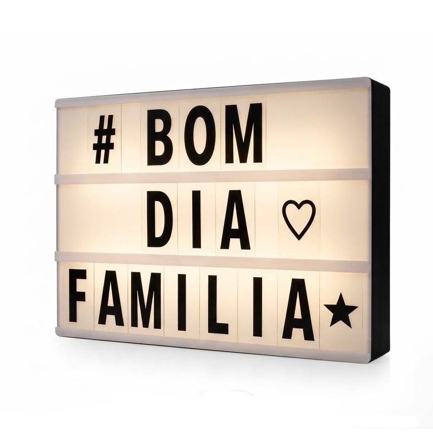 Luminária Cinema Light Box Led A5 96 Letras Números Ícones