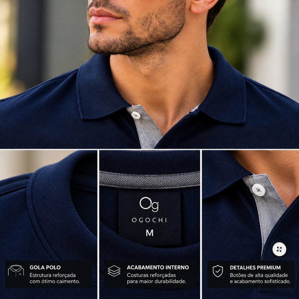 Camiseta Polo Ogochi Masculina Camisa Polo Original Picket Polo Algodão Super Macia Original · foto 2