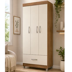 Guarda Roupa Solteiro Prince 3 Portas 1 Gaveta MDP Demóbile