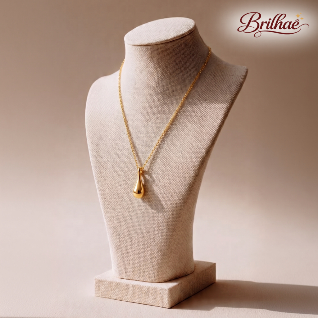 Colar Dourado De Moda + Pulseira + Anel + Brincos — imagem 2 de 2