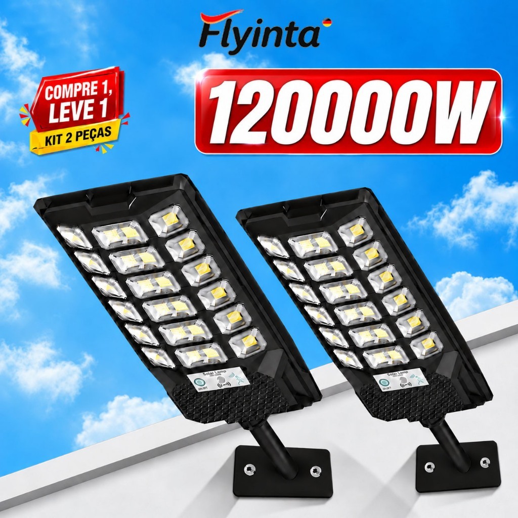 Flyinta POR Luminária 120000W luz Solar LED Postes De Iluminação Extragrandes Para Iso Externo