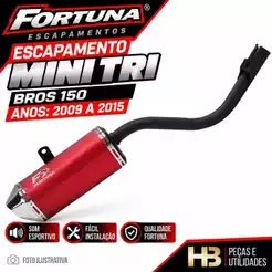 Escapamento Fortuna Mini Tri Vermelho Bros 150 2009 a 2015 AF2415