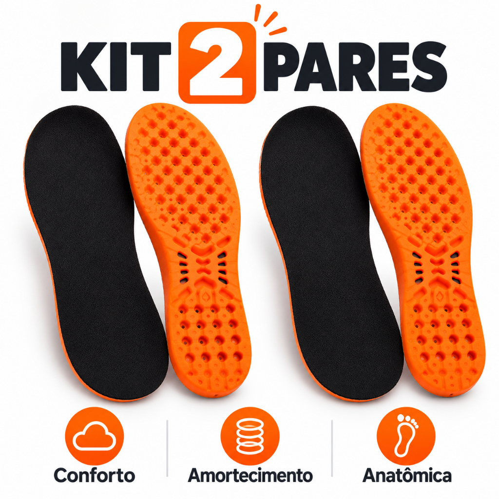 Kit 2 Pares Palmilha Ortopédica Anatômica Confortável Amortecimento Impacto Para Tênis Bota Trabalho Caminhada