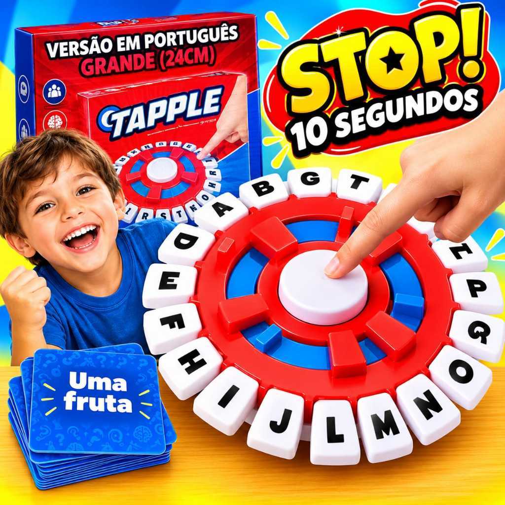 Tapple Versão em Português Jogo de Tabuleiro Grande Stop Trava Letras com Temporizador para Familia