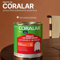Tinta Esmalte Branca Seca Rápida Coral 900ml Coralar Tinta Esmalte Madeira e Metal Tinta Esmalte Exterior Interior