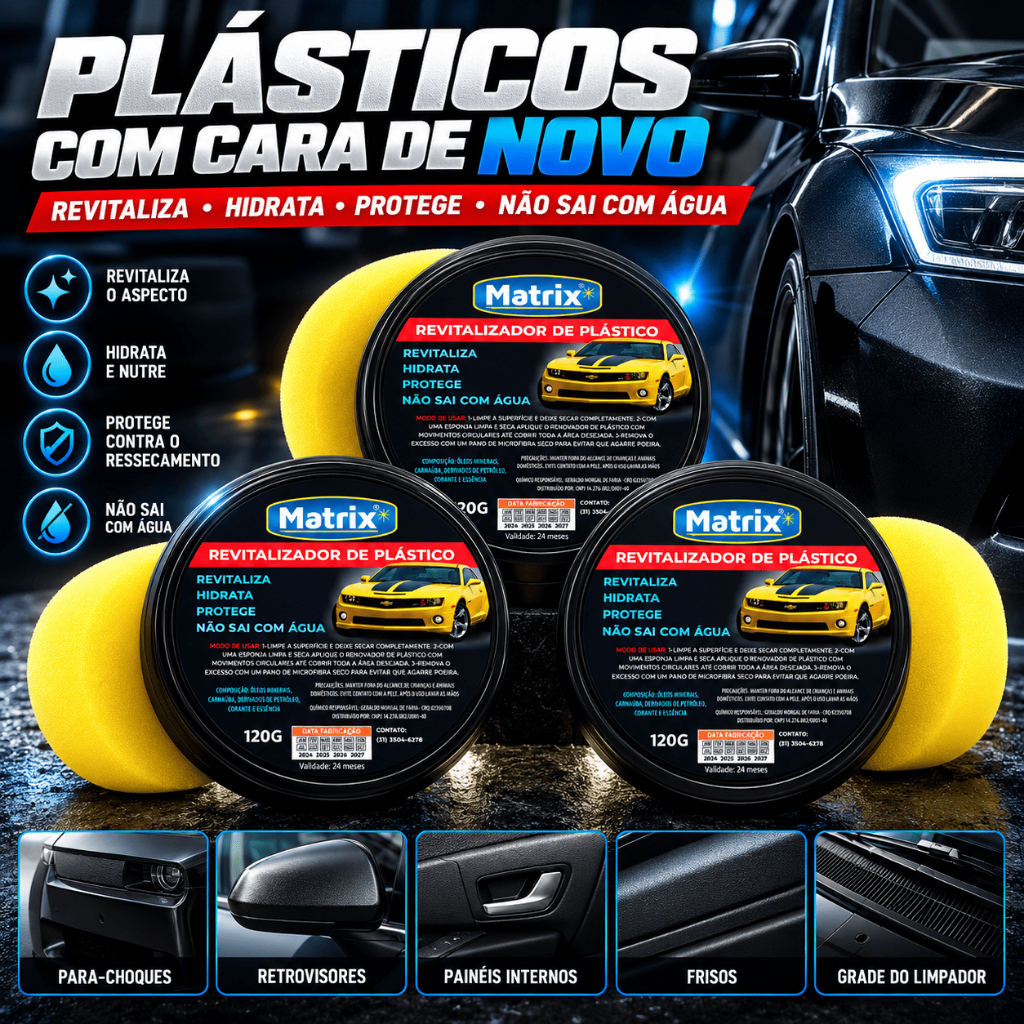 Revitalizador Cera de Plásticos Matrix Renova Parachoque Envio Rápido