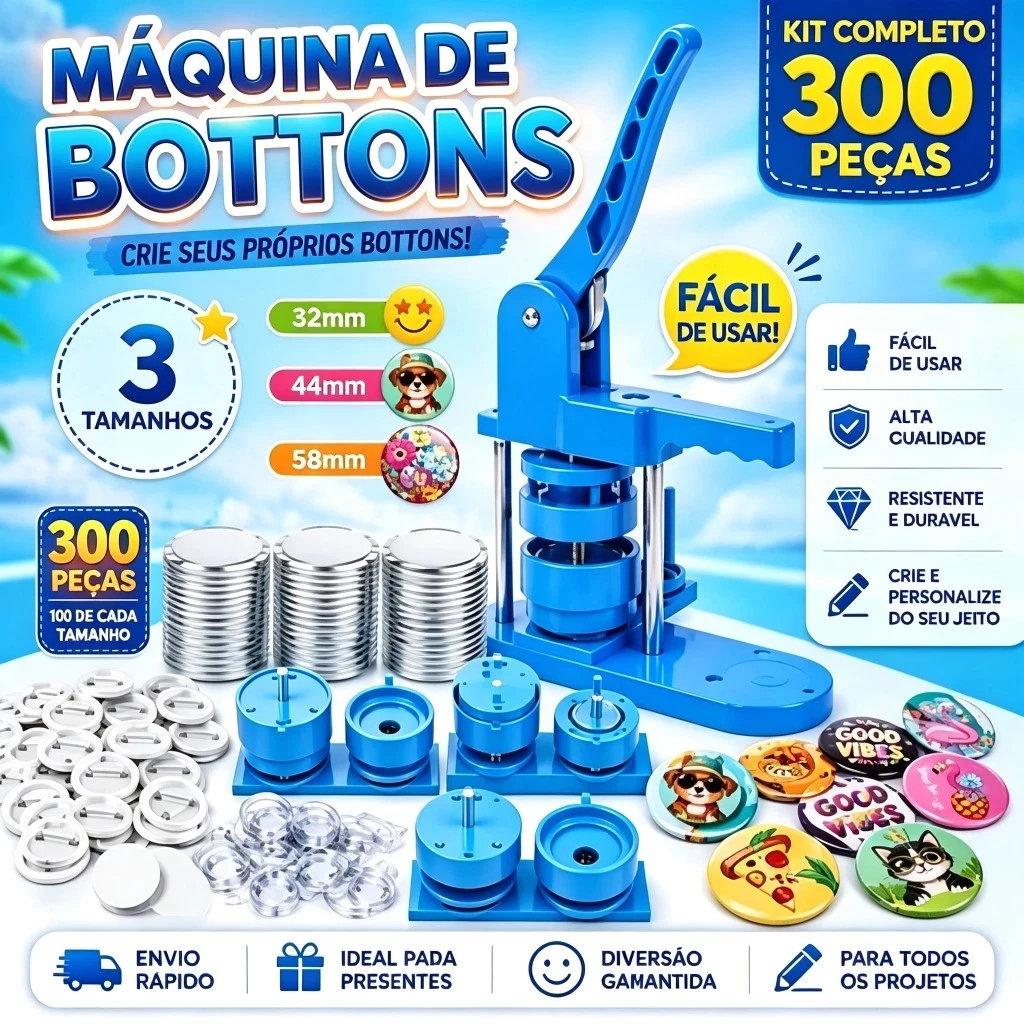 Tcp 3 Kit Conjunto de Máquina de Crachá Deslizante Máquina De Button, Botão, Broche, Crachá 25/32/58mm 300 Boton
