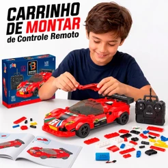 Carrinho De Controle Remoto Bloco De Montar 181 Peças Brinquedo Recarregável Usb Infantil