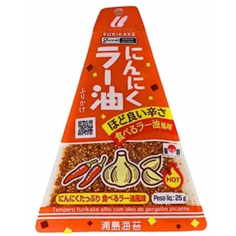 Tempero para Arroz Japonês Furikake Sabor Alho com Óleo de Gergelim Picante La-Yu - 25g em Oferta na Shopee