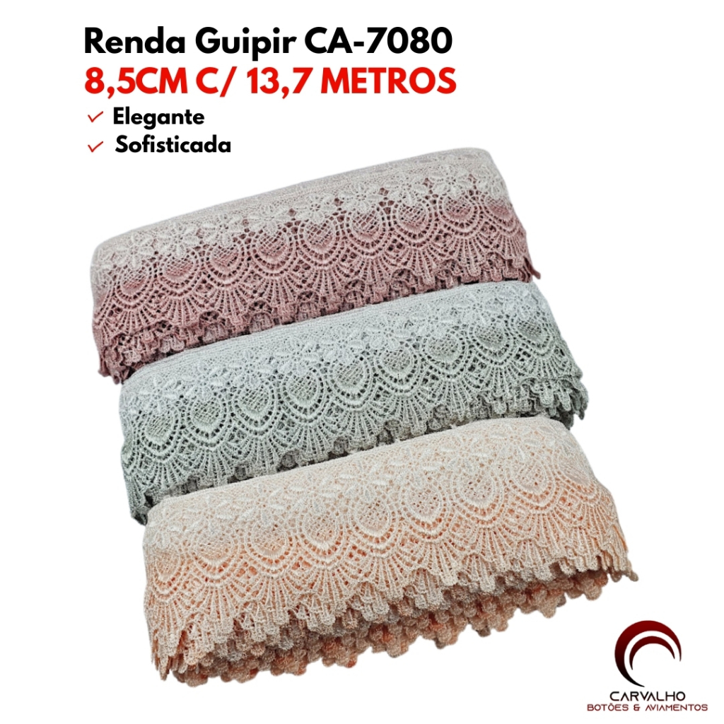 Renda Guipir Matizado CA-7080 8,5Cm Com 13,7 Metros Guipir Degrade Renda Para Matizar Renda Branca em Oferta na Shopee