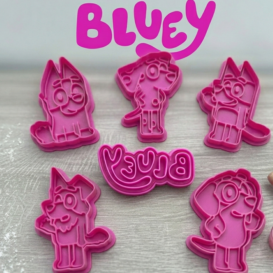 Kit Cortadores de Biscoito Bluey 3D – Personagens para Festa Infantil e Confeitaria Criativa